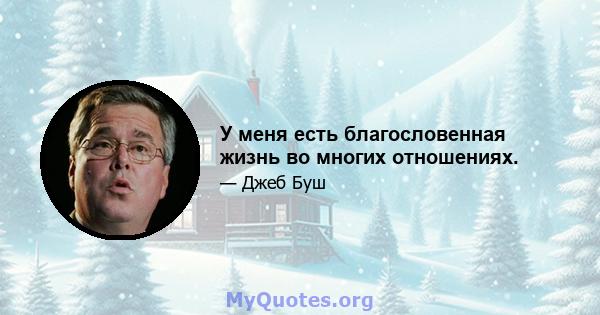 У меня есть благословенная жизнь во многих отношениях.