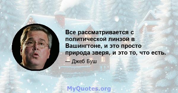 Все рассматривается с политической линзой в Вашингтоне, и это просто природа зверя, и это то, что есть.