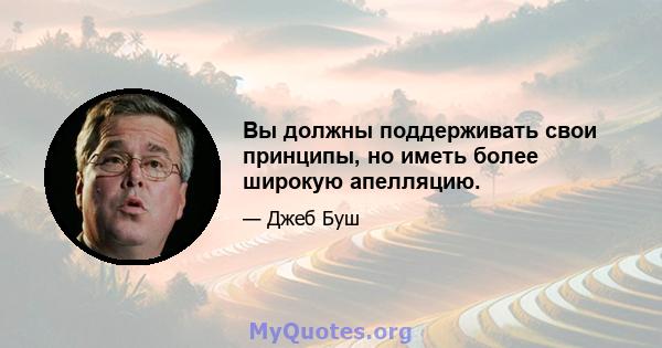 Вы должны поддерживать свои принципы, но иметь более широкую апелляцию.