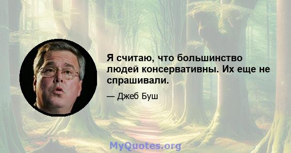 Я считаю, что большинство людей консервативны. Их еще не спрашивали.