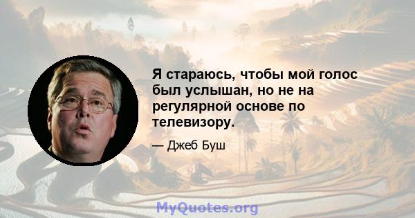 Я стараюсь, чтобы мой голос был услышан, но не на регулярной основе по телевизору.