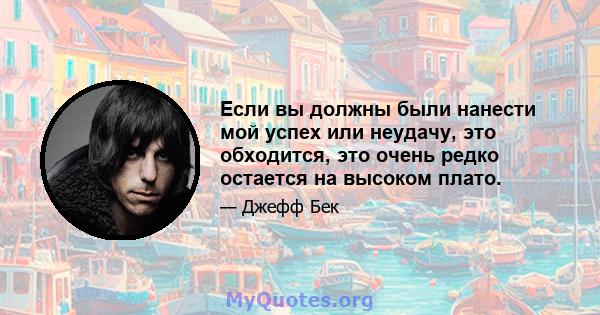 Если вы должны были нанести мой успех или неудачу, это обходится, это очень редко остается на высоком плато.