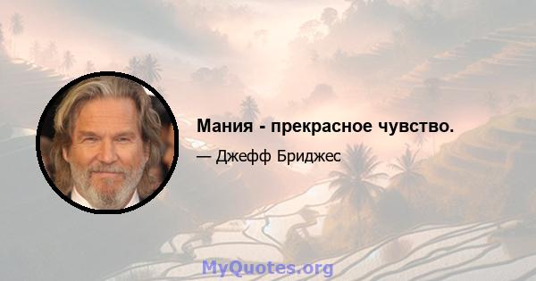 Мания - прекрасное чувство.