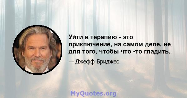 Уйти в терапию - это приключение, на самом деле, не для того, чтобы что -то гладить.