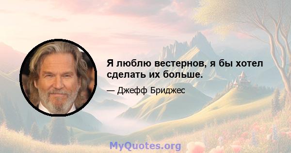 Я люблю вестернов, я бы хотел сделать их больше.