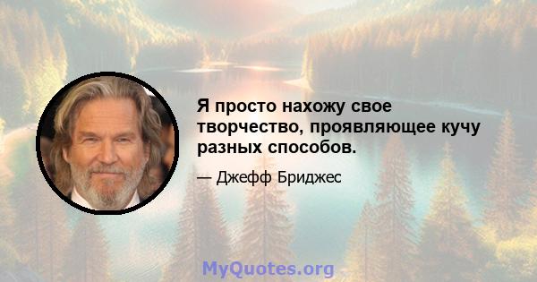 Я просто нахожу свое творчество, проявляющее кучу разных способов.