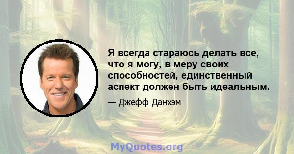 Я всегда стараюсь делать все, что я могу, в меру своих способностей, единственный аспект должен быть идеальным.