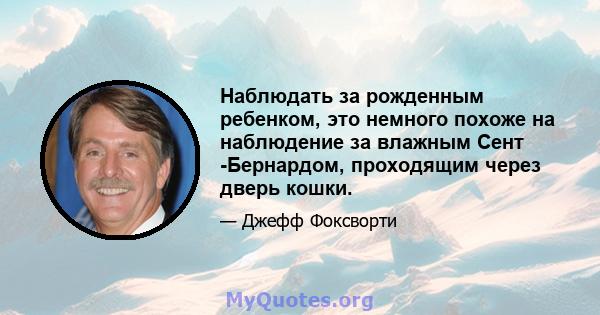 Наблюдать за рожденным ребенком, это немного похоже на наблюдение за влажным Сент -Бернардом, проходящим через дверь кошки.