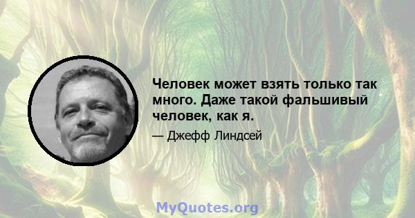 Человек может взять только так много. Даже такой фальшивый человек, как я.