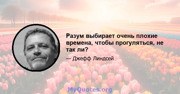 Разум выбирает очень плохие времена, чтобы прогуляться, не так ли?