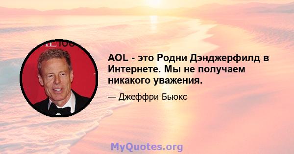 AOL - это Родни Дэнджерфилд в Интернете. Мы не получаем никакого уважения.