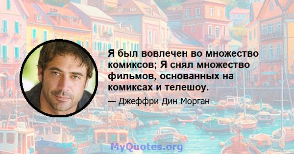 Я был вовлечен во множество комиксов; Я снял множество фильмов, основанных на комиксах и телешоу.