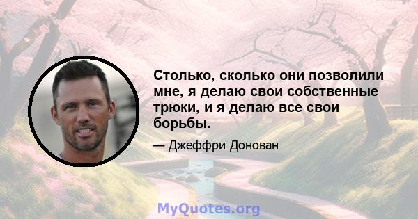 Столько, сколько они позволили мне, я делаю свои собственные трюки, и я делаю все свои борьбы.