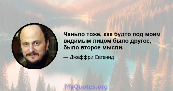 Чаньло тоже, как будто под моим видимым лицом было другое, было второе мысли.