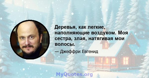 Деревья, как легкие, наполняющие воздухом. Моя сестра, злая, натягивая мои волосы.