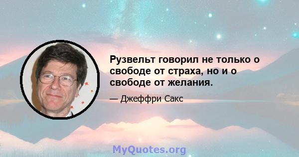 Рузвельт говорил не только о свободе от страха, но и о свободе от желания.