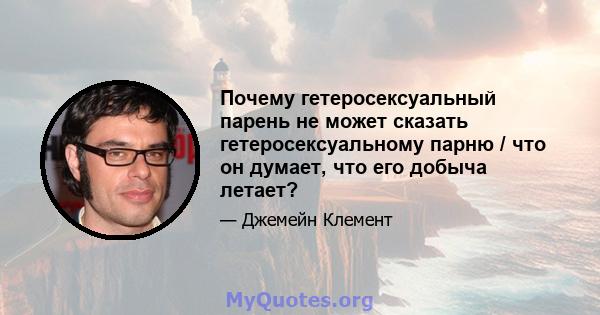 Почему гетеросексуальный парень не может сказать гетеросексуальному парню / что он думает, что его добыча летает?