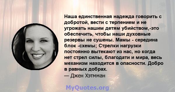 Наша единственная надежда говорить с добротой, вести с терпением и не угрожать нашим детям убийством,-это обеспечить, чтобы наши духовные резервы не сушены. Мамы - середина блок -схемы; Стрелки нагрузки постоянно