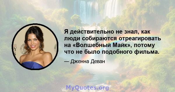 Я действительно не знал, как люди собираются отреагировать на «Волшебный Майк», потому что не было подобного фильма.