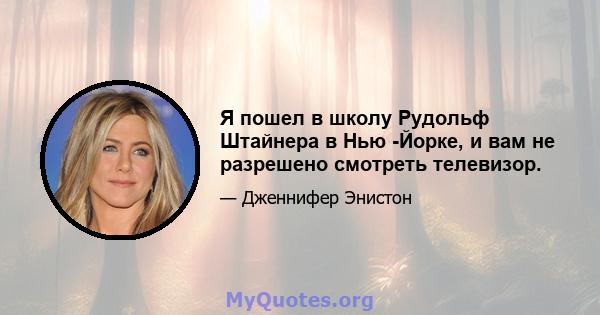 Я пошел в школу Рудольф Штайнера в Нью -Йорке, и вам не разрешено смотреть телевизор.