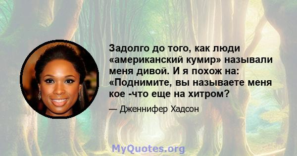 Задолго до того, как люди «американский кумир» называли меня дивой. И я похож на: «Поднимите, вы называете меня кое -что еще на хитром?