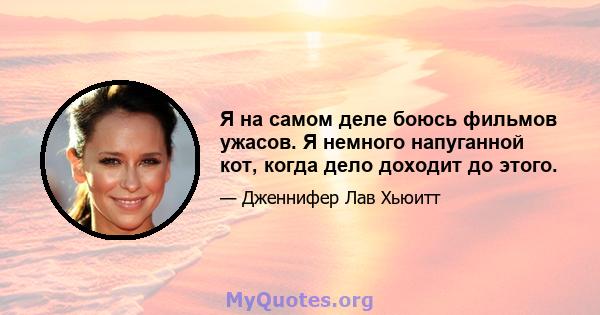 Я на самом деле боюсь фильмов ужасов. Я немного напуганной кот, когда дело доходит до этого.