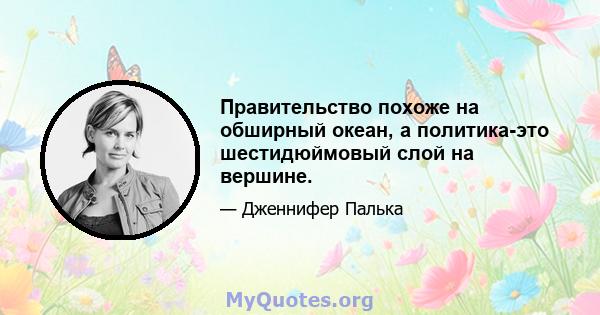 Правительство похоже на обширный океан, а политика-это шестидюймовый слой на вершине.