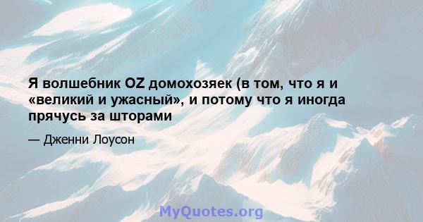 Я волшебник OZ домохозяек (в том, что я и «великий и ужасный», и потому что я иногда прячусь за шторами