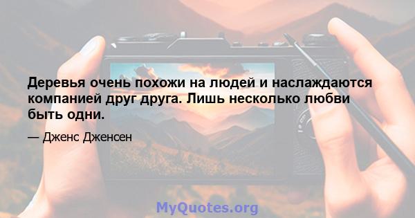 Деревья очень похожи на людей и наслаждаются компанией друг друга. Лишь несколько любви быть одни.