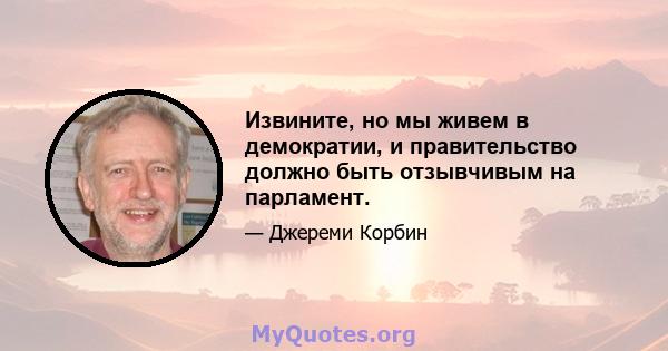 Извините, но мы живем в демократии, и правительство должно быть отзывчивым на парламент.