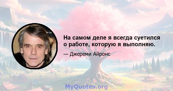 На самом деле я всегда суетился о работе, которую я выполняю.