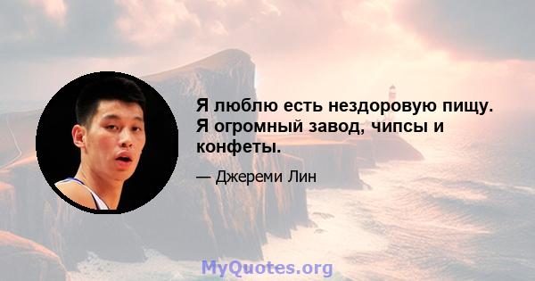 Я люблю есть нездоровую пищу. Я огромный завод, чипсы и конфеты.