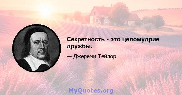 Секретность - это целомудрие дружбы.