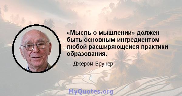 «Мысль о мышлении» должен быть основным ингредиентом любой расширяющейся практики образования.