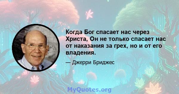 Когда Бог спасает нас через Христа, Он не только спасает нас от наказания за грех, но и от его владения.