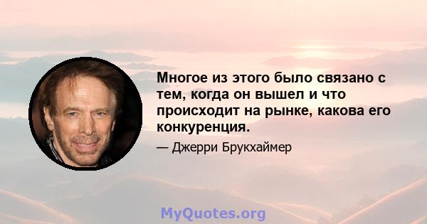 Многое из этого было связано с тем, когда он вышел и что происходит на рынке, какова его конкуренция.