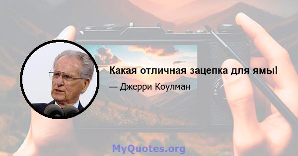 Какая отличная зацепка для ямы!