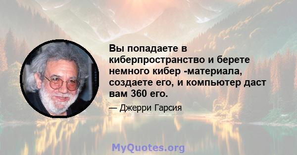 Вы попадаете в киберпространство и берете немного кибер -материала, создаете его, и компьютер даст вам 360 его.