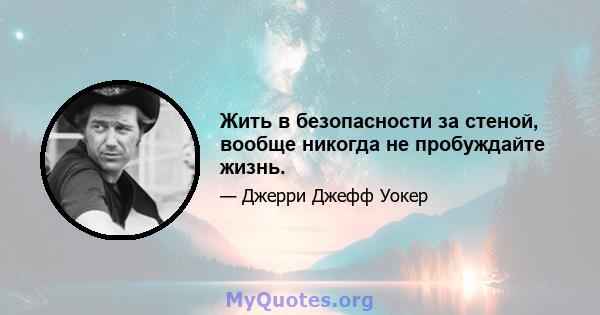 Жить в безопасности за стеной, вообще никогда не пробуждайте жизнь.