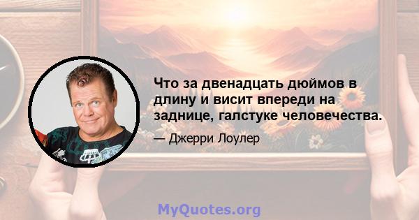 Что за двенадцать дюймов в длину и висит впереди на заднице, галстуке человечества.