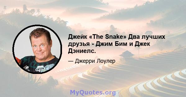 Джейк «The Snake» Два лучших друзья - Джим Бим и Джек Дэниелс.