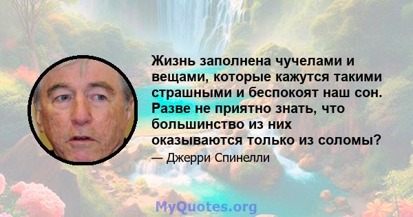 Жизнь заполнена чучелами и вещами, которые кажутся такими страшными и беспокоят наш сон. Разве не приятно знать, что большинство из них оказываются только из соломы?