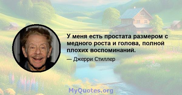 У меня есть простата размером с медного роста и голова, полной плохих воспоминаний.