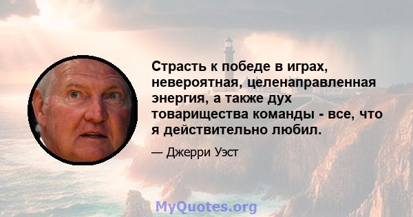 Страсть к победе в играх, невероятная, целенаправленная энергия, а также дух товарищества команды - все, что я действительно любил.