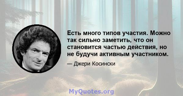 Есть много типов участия. Можно так сильно заметить, что он становится частью действия, но не будучи активным участником.