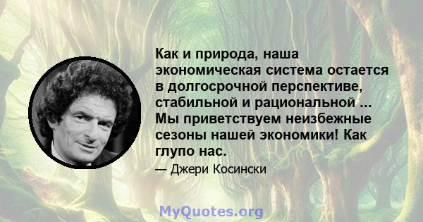 Как и природа, наша экономическая система остается в долгосрочной перспективе, стабильной и рациональной ... Мы приветствуем неизбежные сезоны нашей экономики! Как глупо нас.