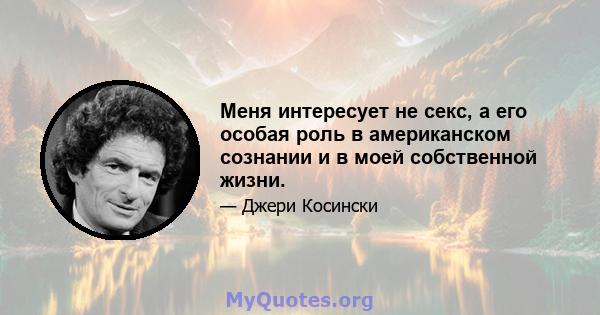 Меня интересует не секс, а его особая роль в американском сознании и в моей собственной жизни.