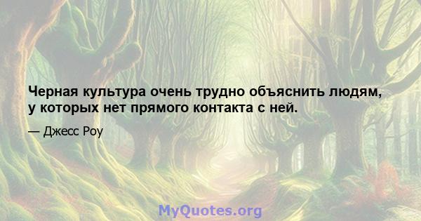 Черная культура очень трудно объяснить людям, у которых нет прямого контакта с ней.