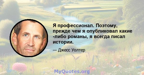 Я профессионал. Поэтому, прежде чем я опубликовал какие -либо романы, я всегда писал истории.