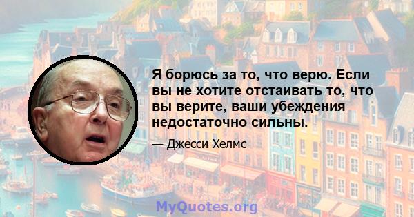 Я борюсь за то, что верю. Если вы не хотите отстаивать то, что вы верите, ваши убеждения недостаточно сильны.